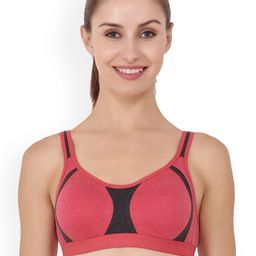 Floret Red & Red Solid Non-Wired Non Padded Sports Bra-21