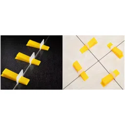 FLAMINGO ENTERPRISE 50 Pcs Tile Leveling System Clips & 50 Wedges Line Level 3 mm Non-Magnetic Multicolor 10 cm Length, FM-275-11