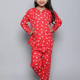Little Clothings Girls Printed Pure Cotton Marshmallow Night suits-picture-25