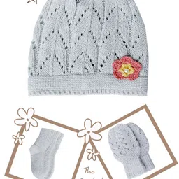 Bharatasya Kids Self Design Pure Cotton Beanie with Socks & Mitten-24