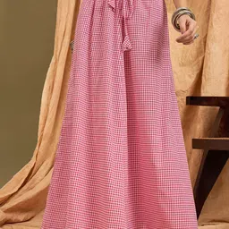 InWeave Women Checked Pure Cotton A-Line Maxi Skirt-image-81