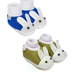 NESKA MODA Unisex Kids Pack of 2 Rabbit Pattern Cotton Booties-picture-9