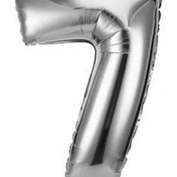 Bubble Trouble English Alphabet Letters Foil Letter Balloons for Party Decoration Number 7 - Silver-10