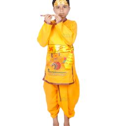 Zest 4 Toyz Cotton Full Sleeves Fancy Dress Krishna Costume with Accessories - Yellow-image-26