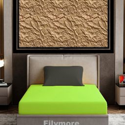 Filymore Plain Solid Single Bedsheet with Unique Colour Pattern Designer Bedsheet Made Of Pure Microfiber with 1 Pillow Cover - Green & Grey-15