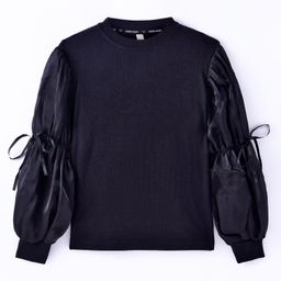 Kookie Kids Full Puff Sleeves Top with Bow Detailing - Black-image-3