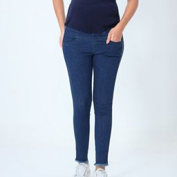 The Mom Store Solid Maternity Denims With Belly Support - Navy Blue-image-72