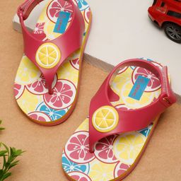ONYC Lemons Designed & Embellished Flip Flops With Velcro Closure - Pink-image-86