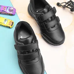 Stefens Solid Velcro Closure School Shoes - Black-picture-40
