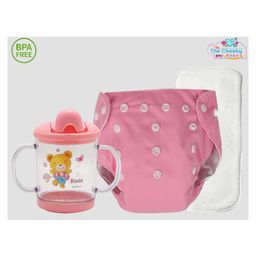 The Cheeky Kidzz Baby Pocket Style Button Reusable Cloth Diaper With Bamboo Microfiber Insert With Printed Spout Sipper BPA Free - 200 ml-81