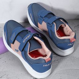 TRASE Colour Blocked Double Velcro Closure Sneakers - Blue & Pink-picture-19