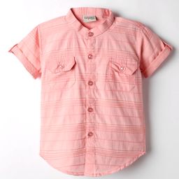 Dapper Dudes Half Sleeves Striped Shirt - Peach-picture-21
