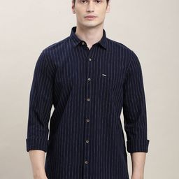Turtle Micro Striped Spread Collar Long Sleeves Cotton Relaxed Slim Fit Casual Shirt-image-75