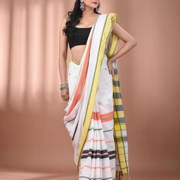 Ruuprekha Geometric Woven Design Zari Pure Cotton Saree with Blouse Piece-image-77