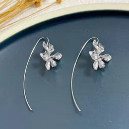VAGHBHATT Silver-Plated Floral Shaped Drop Earrings-30