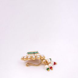 Adwitiya Collection Gold-Plated Artificial Stones and Beads Stud Nosepin image 2