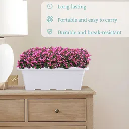 Kuber Industries 4Pcs White Rectangle Shaped Jupiter Window Planters image 3