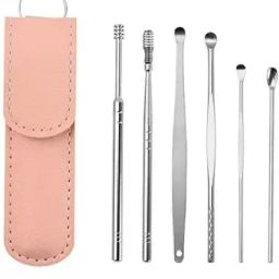 6 Pcs Ear Cleaner, Ear Pick Stainless Steel With Leathers Pouch-image-41