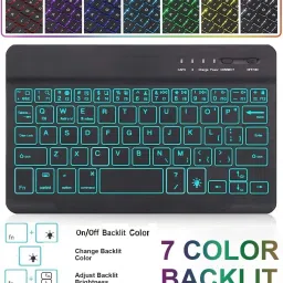 FKU Ultra Slim Wireless Bluetooth Keyboard RGB 7 Colors Backlit Rechargeable Bluetooth Standard Laptop Keyboard Compatible with Desktop, Laptop, Mac image 5