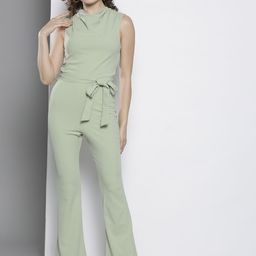Boohoo Cowl Neck Waist Tie-Ups Flared Jumpsuit-picture-50