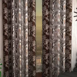 Aura Brown & White 2 Pieces Abstract Printed Door Curtains-image-94