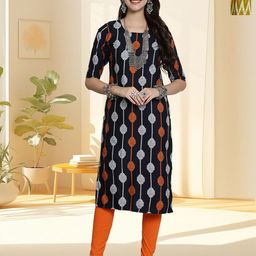 HERE&NOW Women Pack of 2 Chevron Printed Daily Straight Kurtas-image-81
