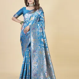 DIVASTRI Ethnic Motifs Zari Banarasi Saree-image-72