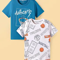 Honeyhap Boys Pack of 2 Graphic Printed Round Neck Cotton T-shirts-image-21