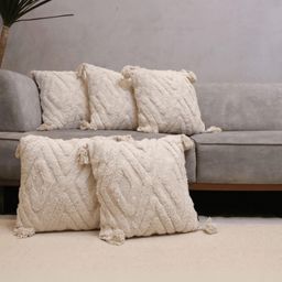 LUSHLYF Off White Set of 5 Geometric Square Cushion Covers-18