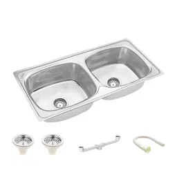 LIPKA 45x20x9 inch Glossy Finish Stainless Steel Double Bowl Kitchen Sink, RBDB03-304-picture-33