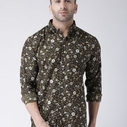 Hangup Men Brown & Off-White Slim Fit Printed Casual Shirt-image-32