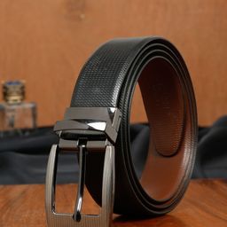 Teakwood Leathers Men Textured Leather Reversible Formal Belt-picture-12