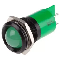 RS PRO Green Panel Mount Indicator , Mounting Hole Size 22 mm, Termination Type Solder Tab, Model No 211134-33