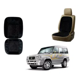 Auto Pearl Polyester, Cotton Front Vehicle Seating Pad Black for Tata Sumo-15