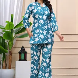 rf clothes Printed Pure Cotton Tunic With Palazzo Co-Ords-image-30