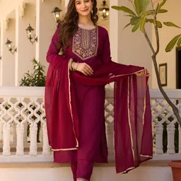 Happy Design Women Ethnic Motifs Embroidered Kurta with Trousers & Dupatta-picture-32