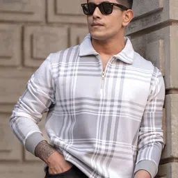 Powerlook Men Grey Checked Regular Fit Sweatshirt-image-24