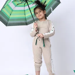 Baawri Girls Round Neck Colourblocked Pure Cotton Top With Trousers-image-92