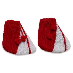 MayRa Knits Colorblocked Detail Hand Knitted Booties - Red-picture-15