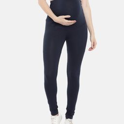 Blush 9 Over The Bump Solid Maternity Leggings - Navy Blue-image-49