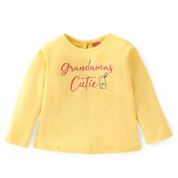 Babyhug 100% Cotton Full Sleeves Tee Text Print - Yellow-image-11