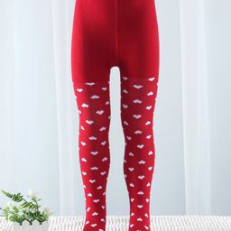 Cute Walk By Babyhug Anti Bacterial Cable Knit Tights Heart Design- Red-image-74