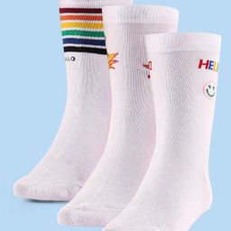 Cute Walk by Babyhug Anti-Bacterial Ankle Length Space Theme Design Socks Pack of 3 - White-image-69