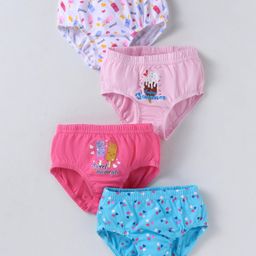 Bodycare Cotton Knit Panties Text & Heart Print Pack of 4 - Pink White & Sky Blue-image-87