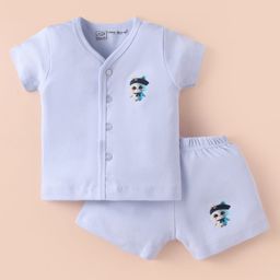Little Darlings Interlock Knit Half Sleeves Shorts Night Suit with Bunny Print - Lavender-image-79