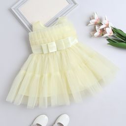 The Magic Wand Sleeveless Bow Applique Detailed Flared Dress - Yellow-picture-7