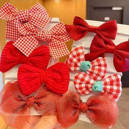 SYGA Pack of 10 Flower & Bow Hair Clips - Red-picture-14