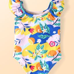 Babyhug Frill Sleeves Water Repellent V Cut Swimsuit with Floral Print - Pink-image-83