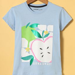 Doreme Single Jersey Knit Half Sleeves T-Shirt with Extra Sweet Text Print - Light Blue-image-70