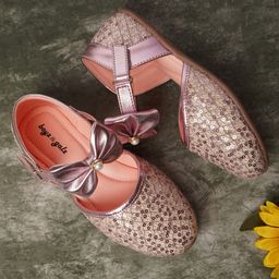 boyz n galz Bow Applique Detailed Sequins Embellished Ballerinas - Pink-image-99